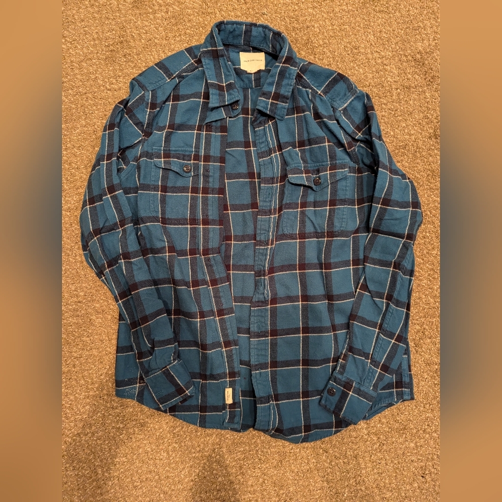 American Eagle Blue Plaid Flannel, M